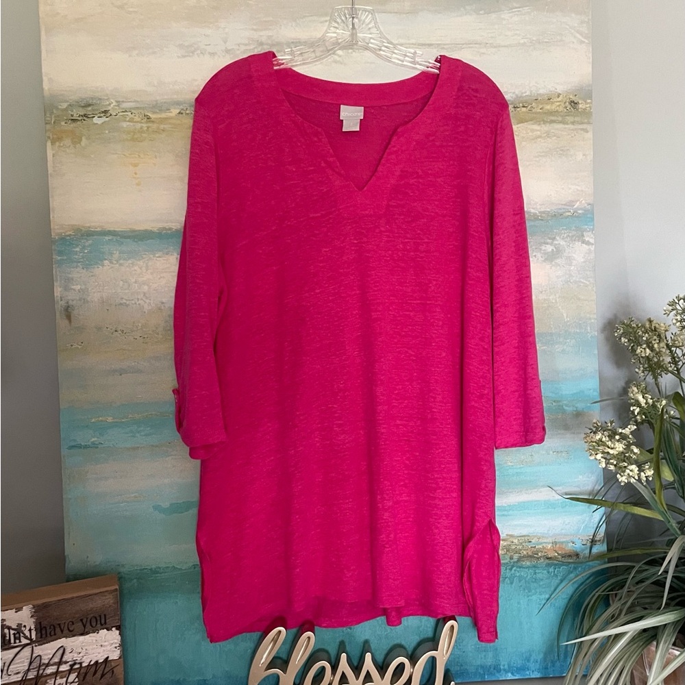 Chico's Pink 3/4 Sleeve Boxy Tunic